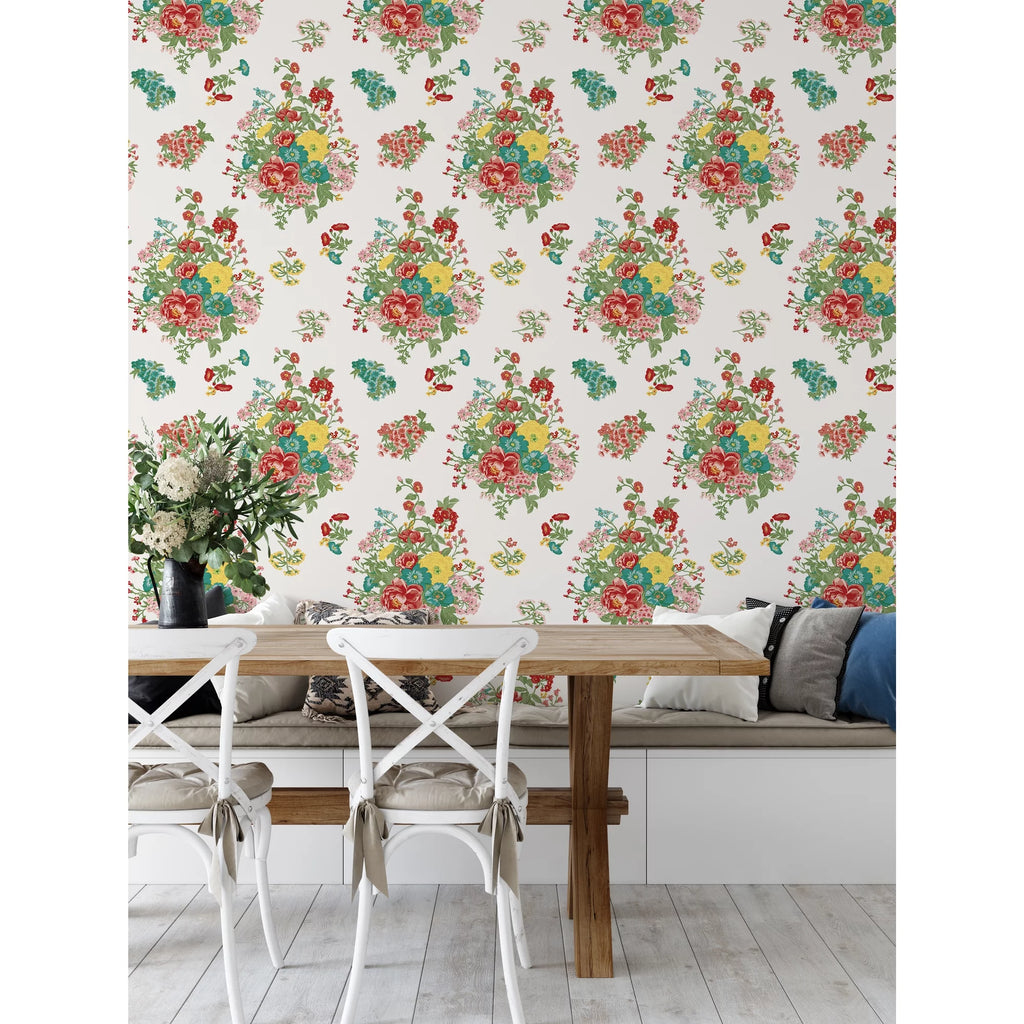 White Floral Peel and Stick Wallpaper C9400