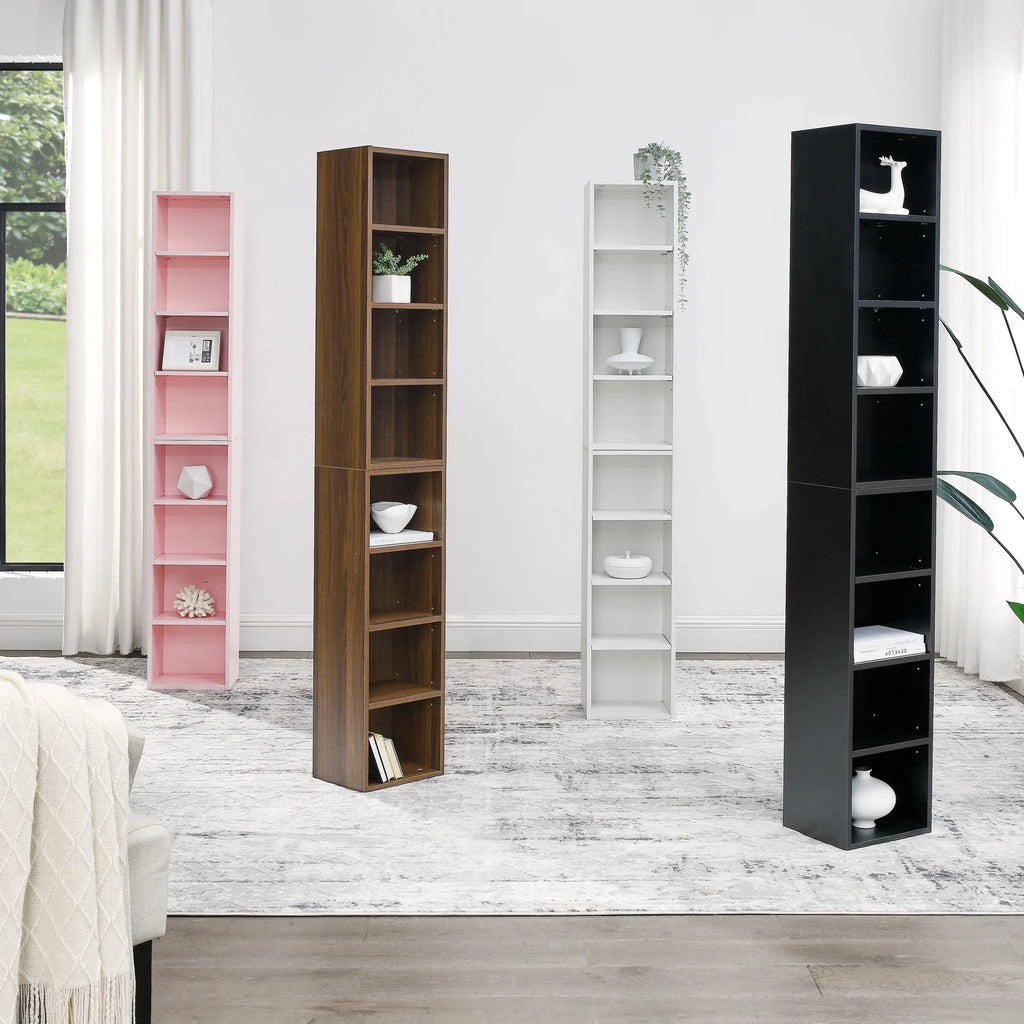 8-Tier Media Tower Rack Storage Cabinet with Adjustable Shelves I6342