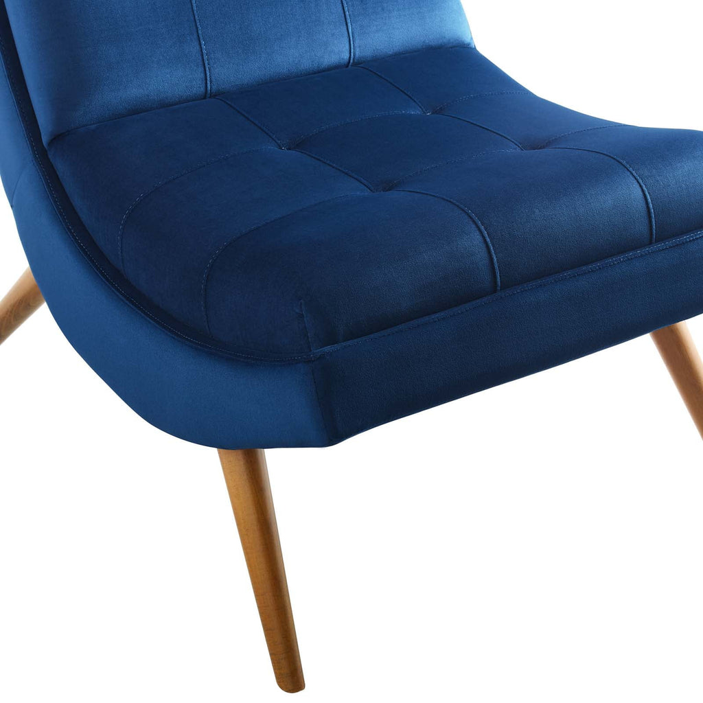 Navy Velvet Lounge Chair and Ottoman Set C779