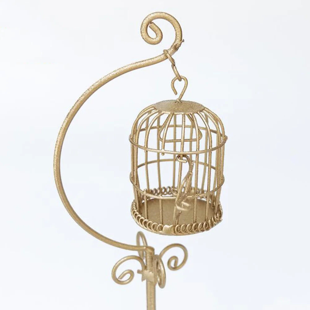 Miniature Metal Bird Cage Dollhouse Decoration G5992