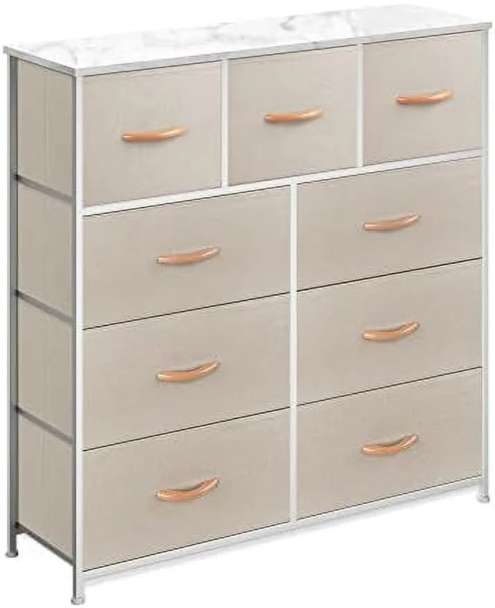 Black 9 Drawer Fabric Dresser with Steel Frame Q87737