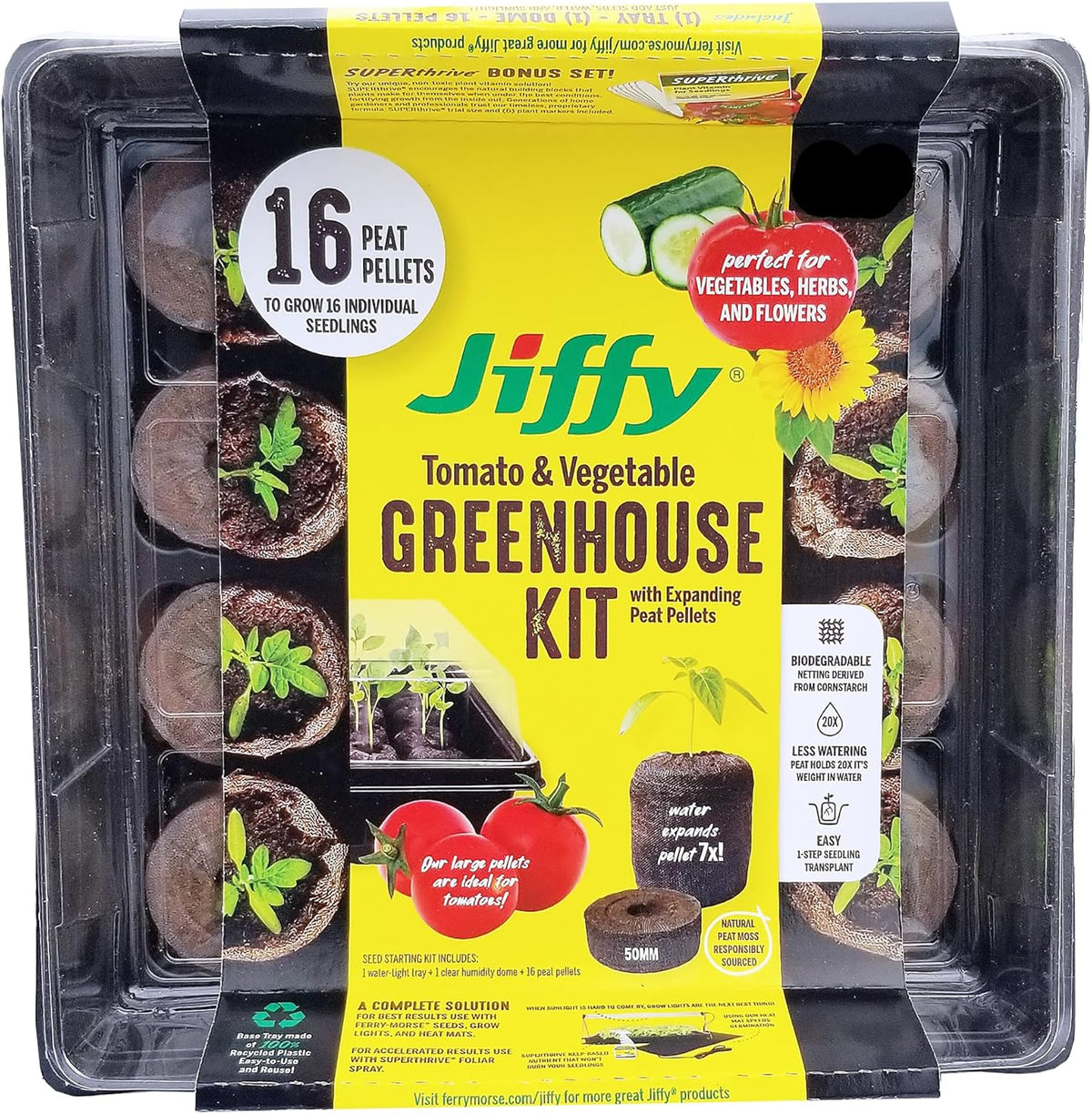 50mm Seed Starting Greenhouse Kit with 16 Peat Pellets S6088