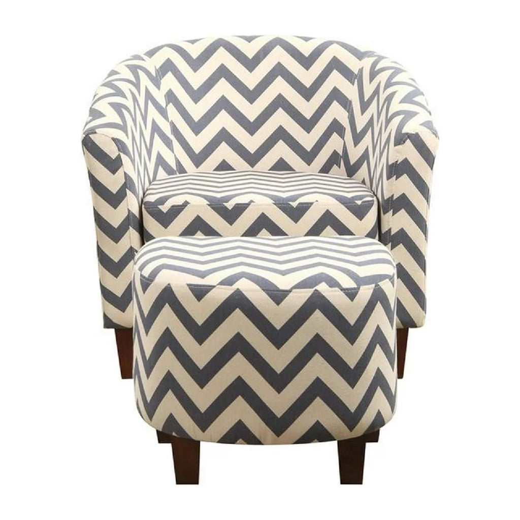Fabric Chevron Tub Chair with Round Ottoman X969