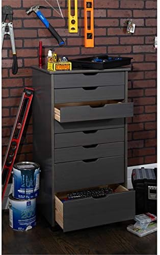 Gray Eight Drawer Wood Rolling Storage Cart O3700