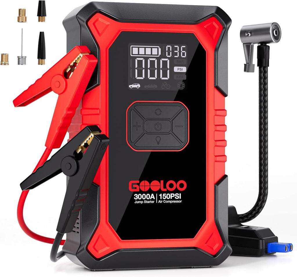 3000A Portable Car Battery Booster with 150PSI Tire Inflator Z557733