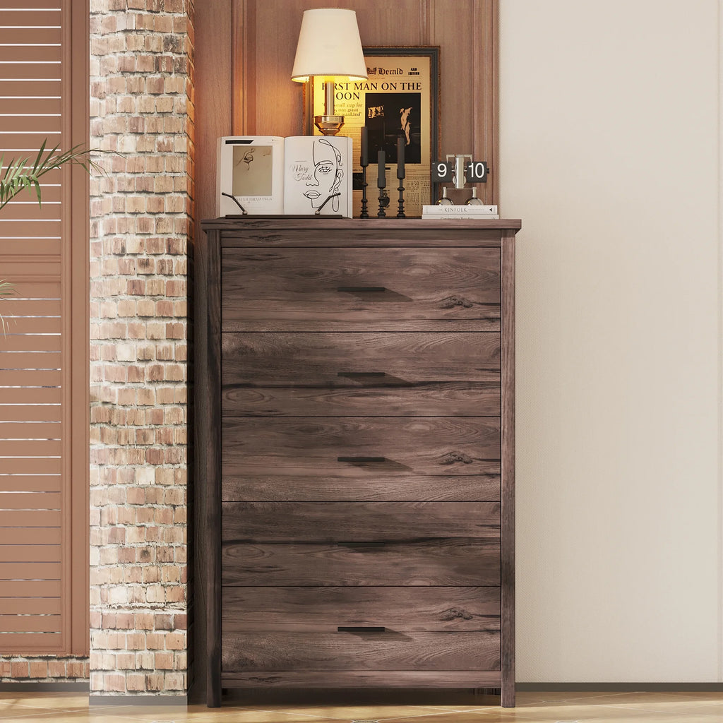 Light Gray 5 Drawer Wooden Dresser N7425