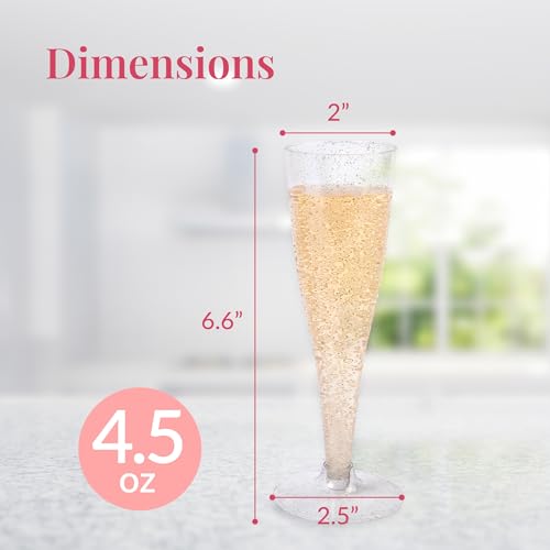 48 Pack 4.5 oz Gold Glitter Plastic Champagne Flutes A356643
