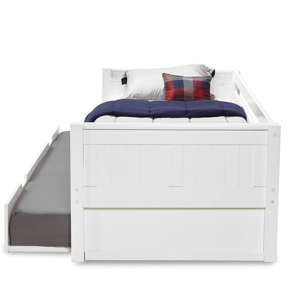 White Day Bed with Twin Trundle and Panel Headboard M732