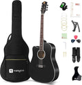 4/4 Full Size Dreadnought Cutaway Acoustic Guitar Bundle Kit Black F69008