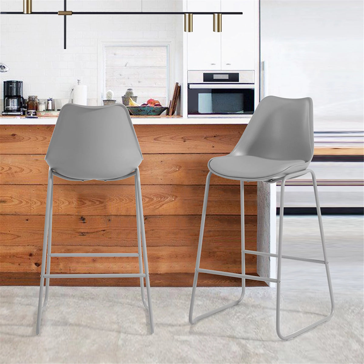 28" PU Leather Bar Stool Set of 2 with Backs S80639