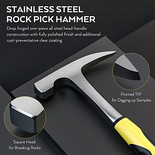 15 Pc Geology Rock Pick Hammer & Digging Chisels Set A7857