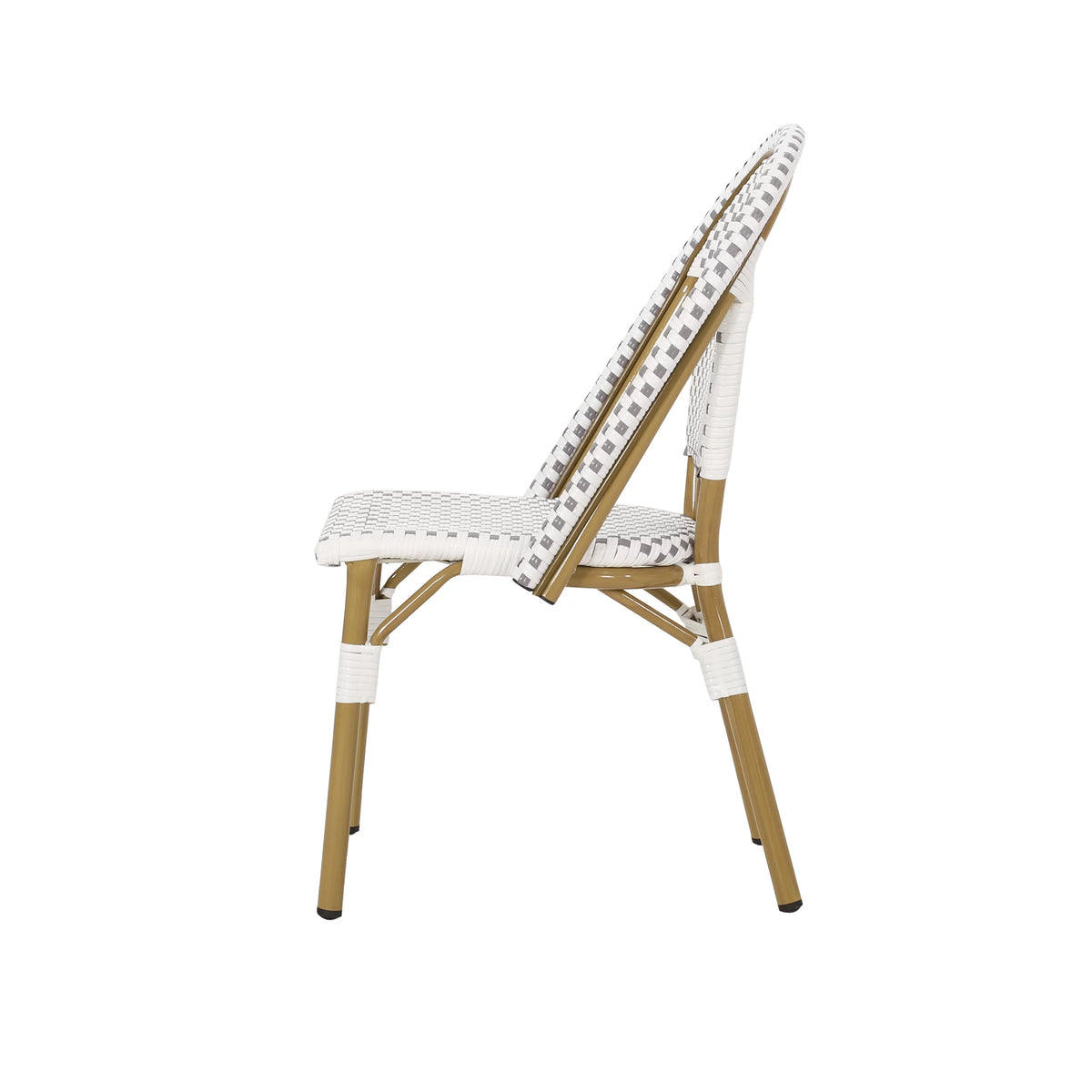 Outdoor Bistro Chair Set of 4 Gray White Bamboo Finish P502