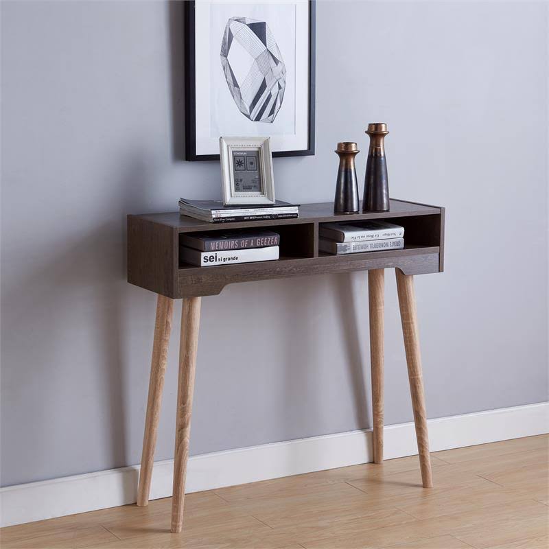 Modern Wood Console Table in Weathered Walnut Z450