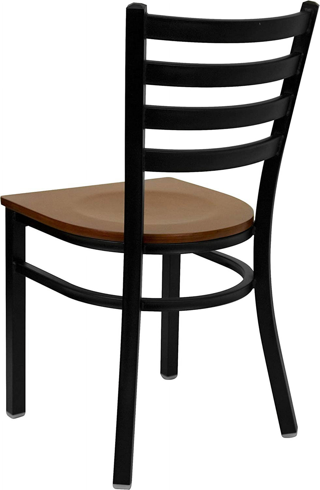 Black Ladder Back Metal Restaurant Chair with Cherry Wood Seat E18730