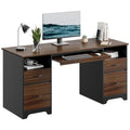 59" Computer Desk with 4 Drawers and File Drawer L423