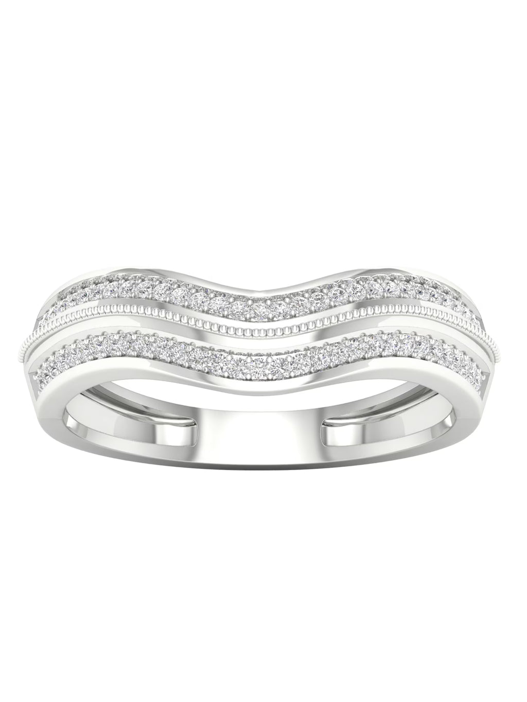 1/6Ct TDW Diamond 10k White Gold Contour Wedding Band F364562