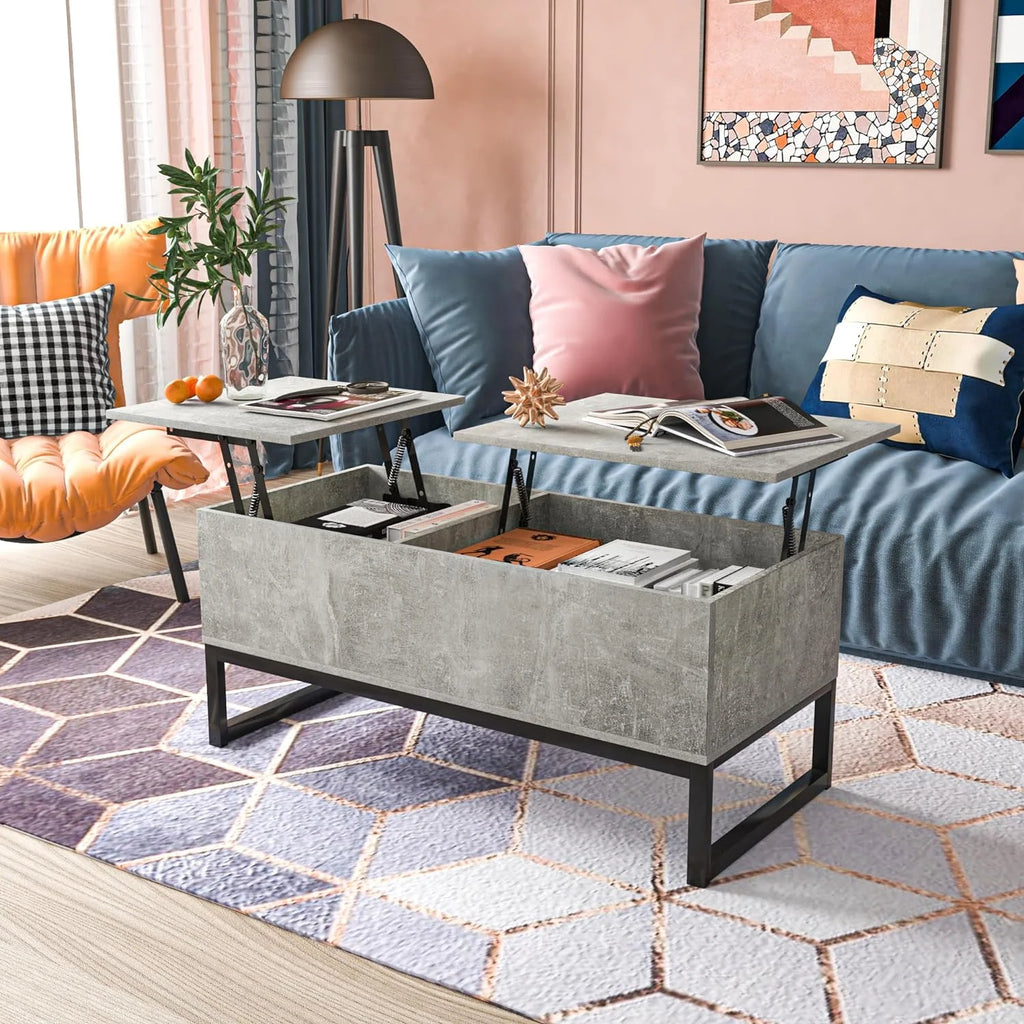 Gray Lift Top Coffee Table with Hidden Compartment E47879