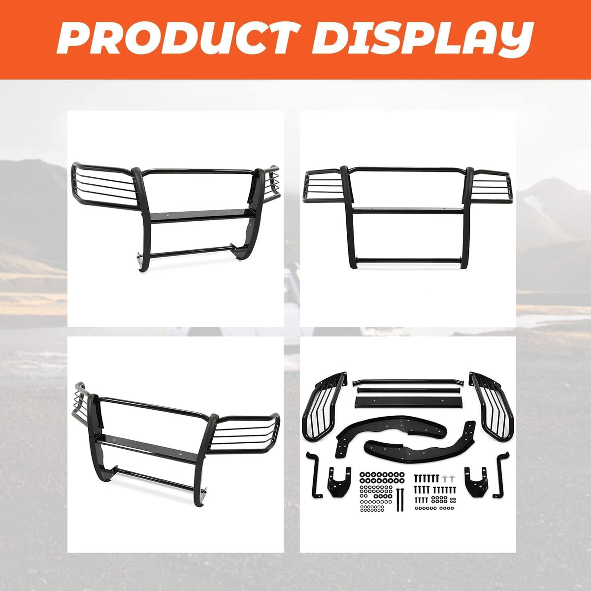 Black Powder Coated Steel Brush Grill Guard R877