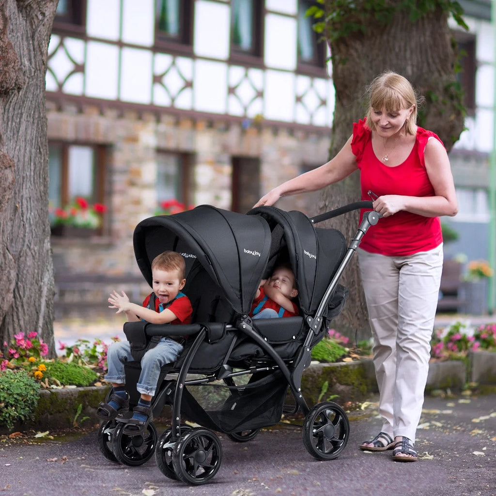 Double Stroller Foldable Lightweight Black S644