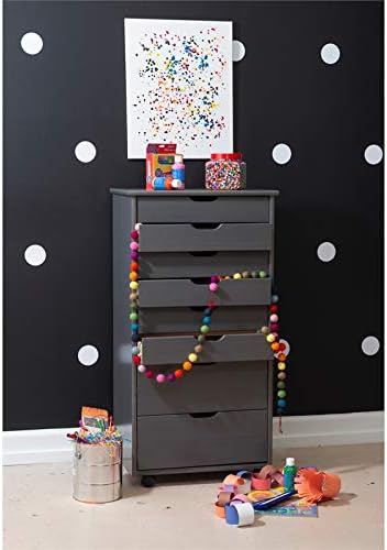 Gray Eight Drawer Wood Rolling Storage Cart O3700