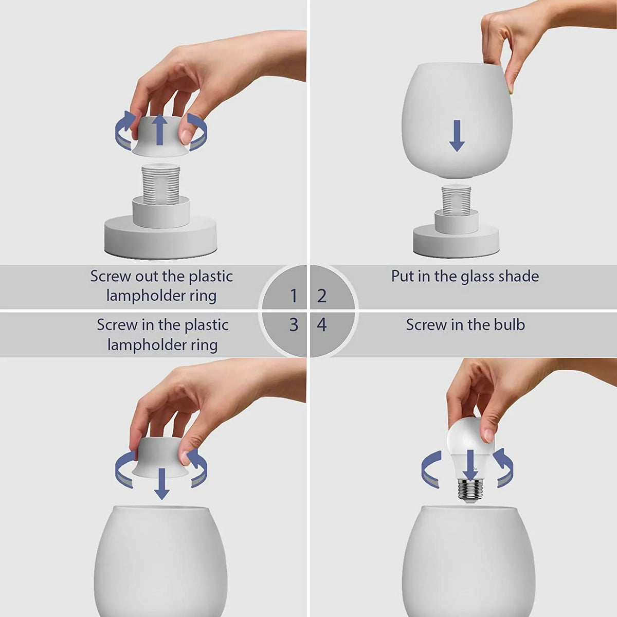 Touch Control Table Lamp with Glass Lamp Shade A916