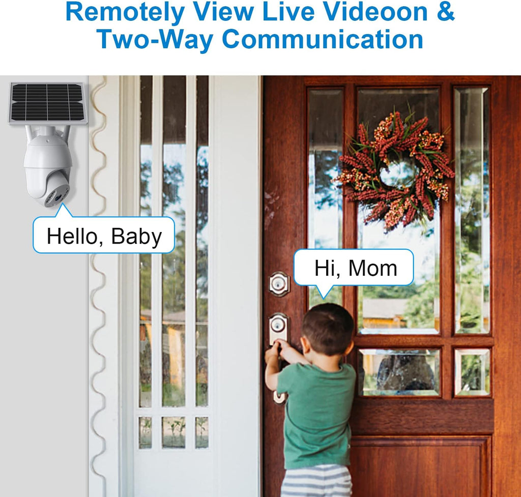 Solar Security Camera Wireless WiFi PTZ Color Night Vision Motion Detection Battery Powered M1212