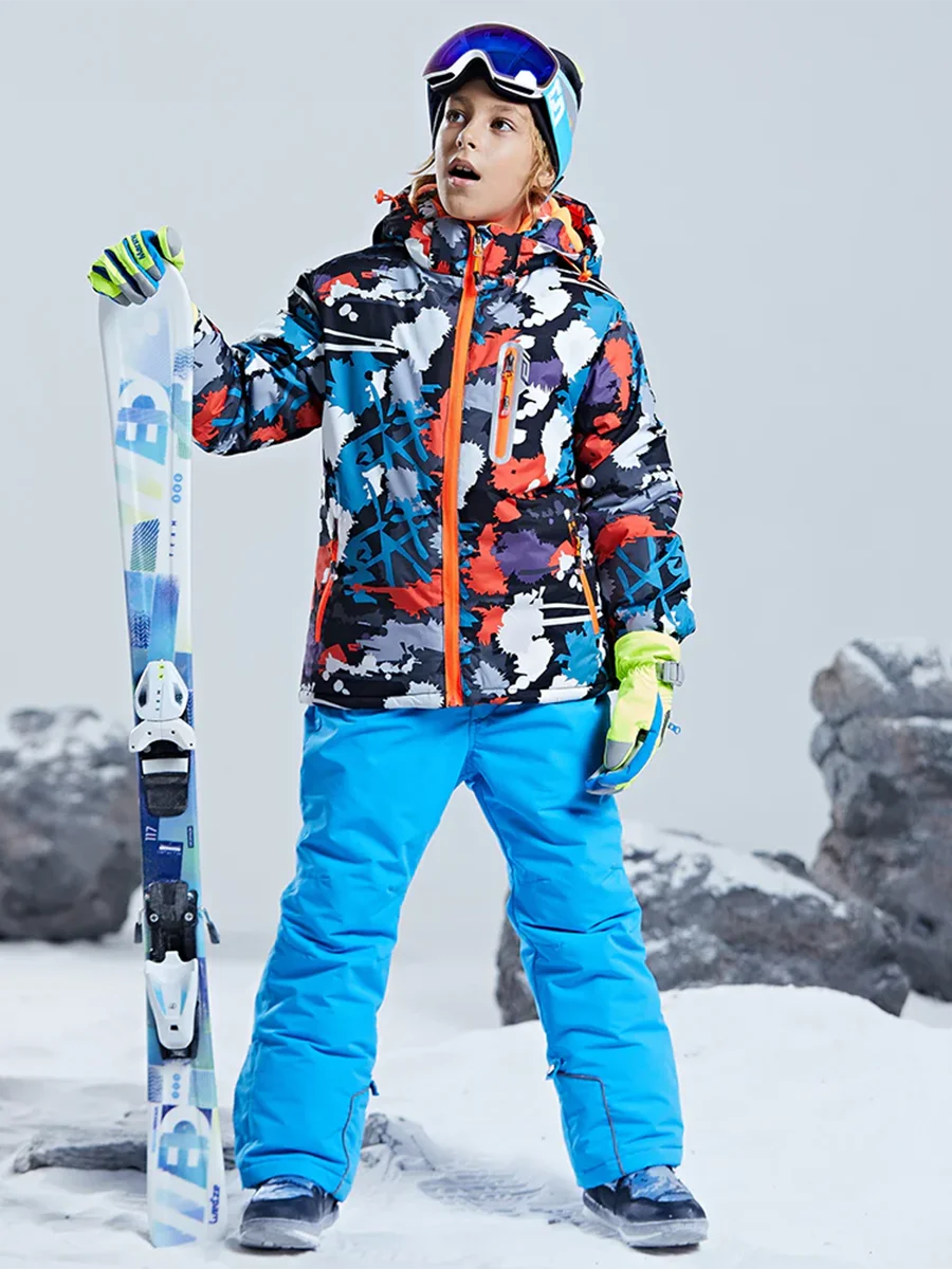 Blue Hooded Insulated Ski Suit W296904