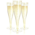 48 Pack 4.5 oz Gold Glitter Plastic Champagne Flutes A356643
