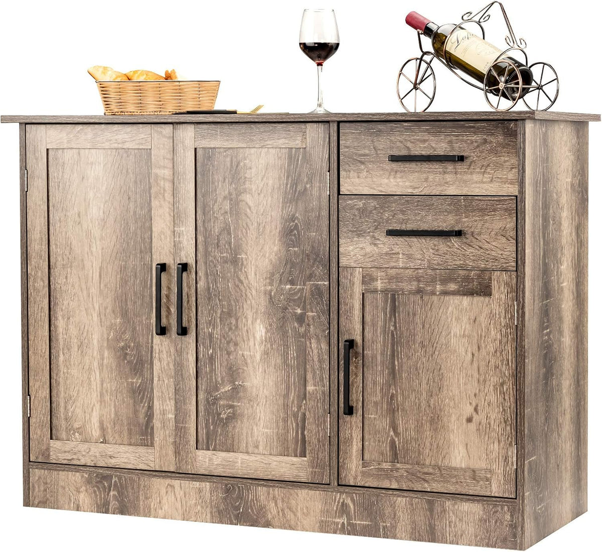 Natural 2-Door Cabinet with 2 Drawers Buffet Server W773907
