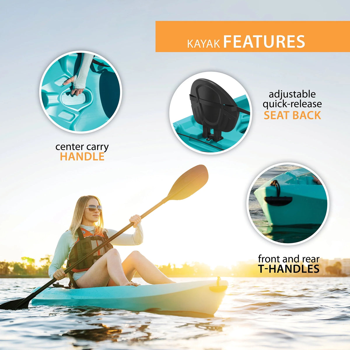 Teal 8 ft Sit-On-top Kayak B83129