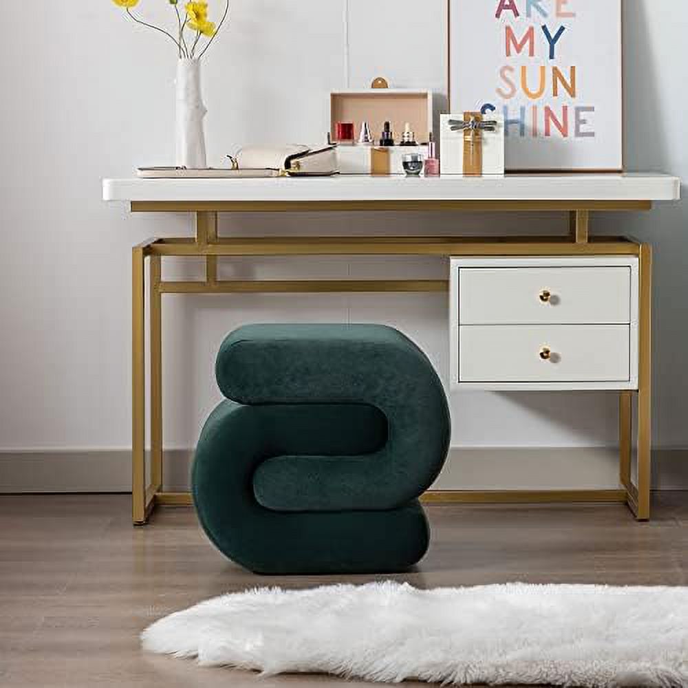 Dark Green Velvet Vanity Stool P62210
