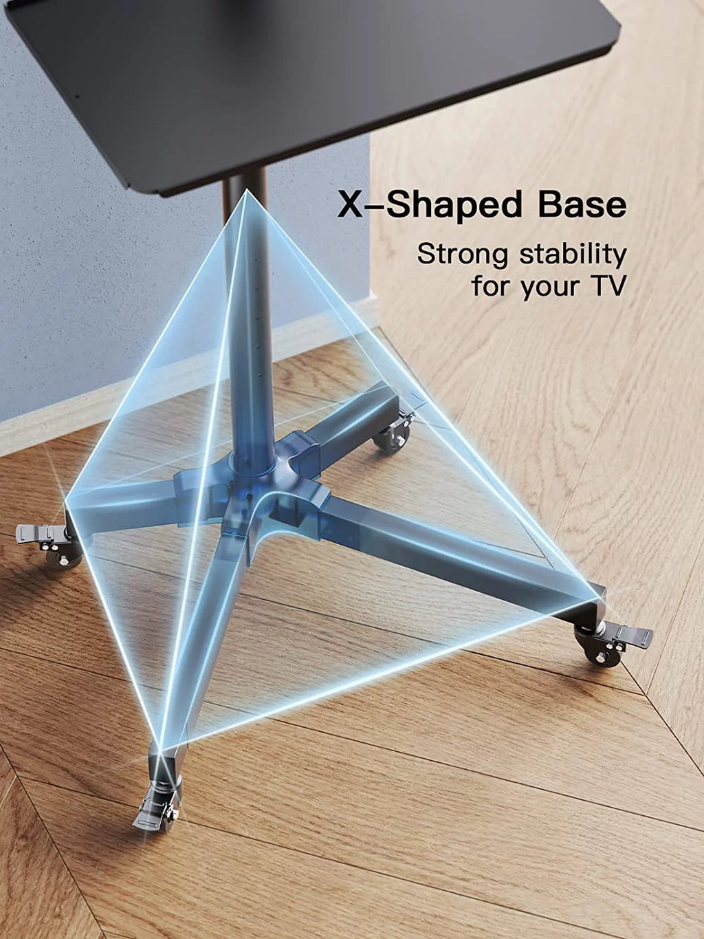 Black Height Adjustable Mobile TV Stand with Wheels Z199715