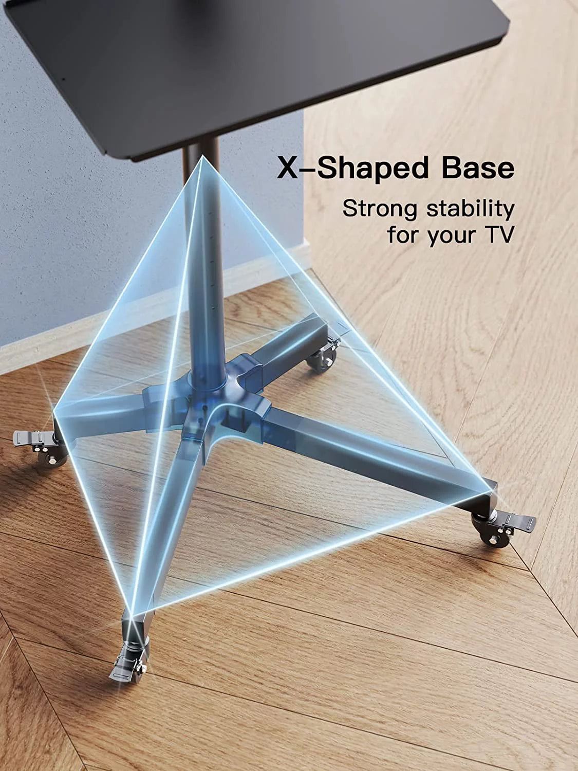 Black Height Adjustable Mobile TV Stand with Wheels Z199715