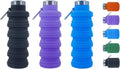 Collapsible Silicone Water Bottle with Carabiner, 17oz, 3 pack D130233