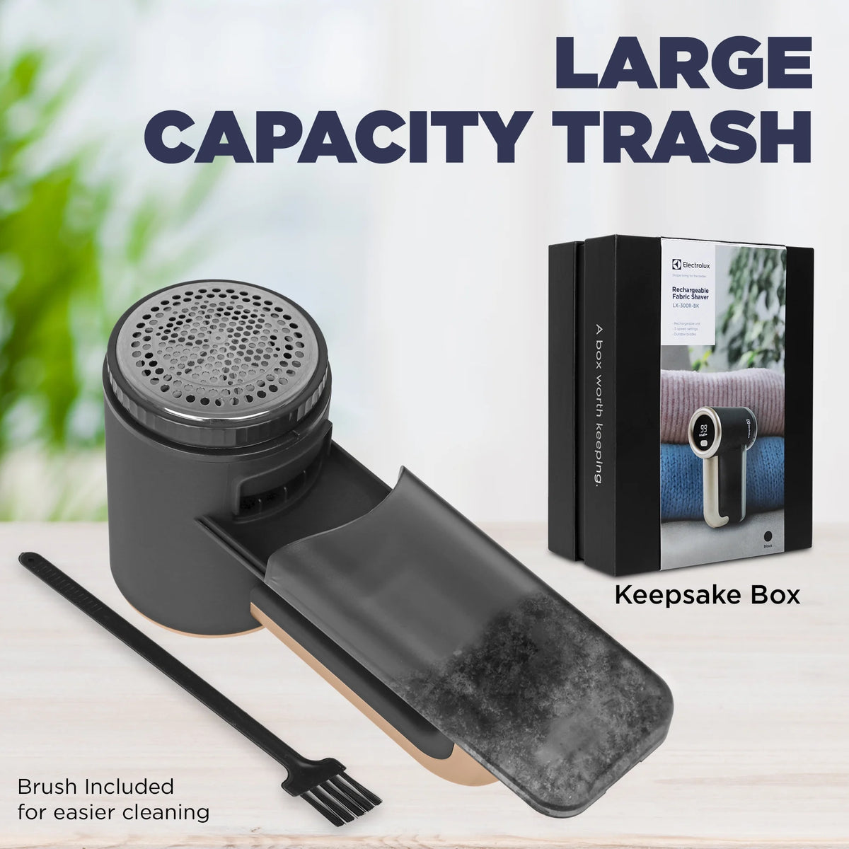 Black Rechargeable Fabric Shaver & Lint Remover with LED Display, 3-Speed G235246