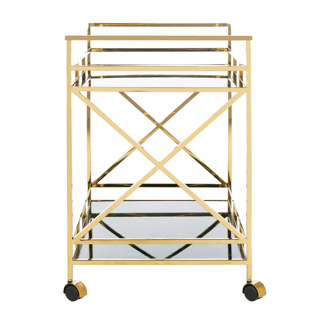 Jade / Gold 2 Shelf Bar Cart N29959