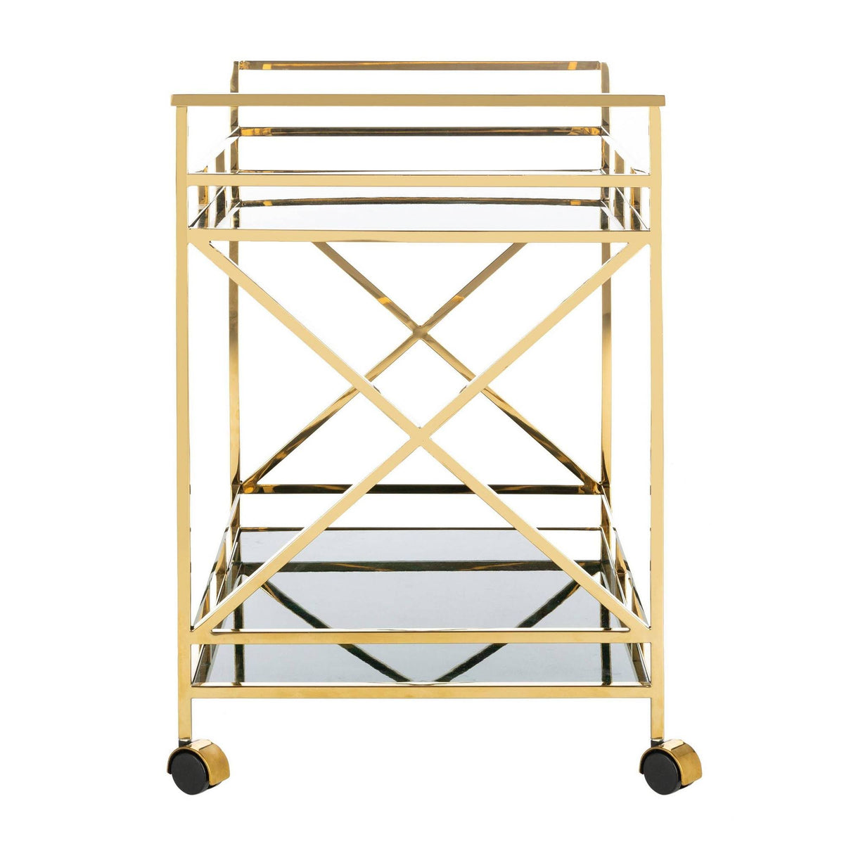 Jade / Gold 2 Shelf Bar Cart N29959
