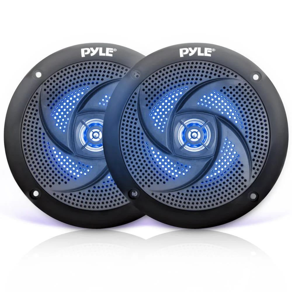 6.5 Inch Waterproof Low Profile Marine Speakers, Black (2 Pack) P1465