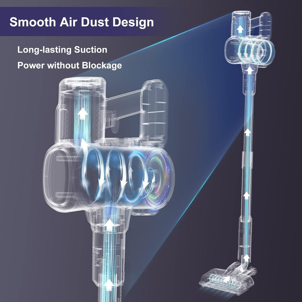 Cordless Stick Vacuum with 25Kpa Suction, 50min Runtime, Detachable Battery M453