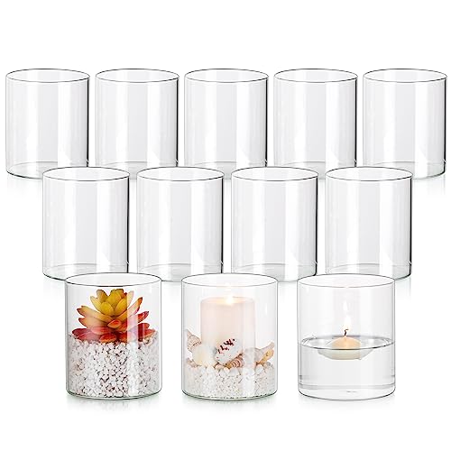 Set of 6 Clear Cylinder Candle Holders T884973