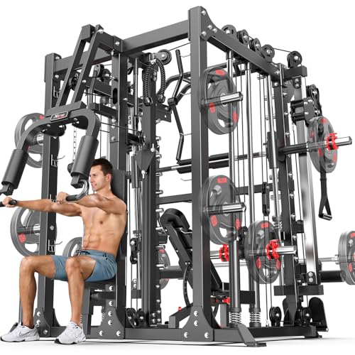 Power Cage Smith Machine Power Rack Squat Rack Cable Crossover System J6709