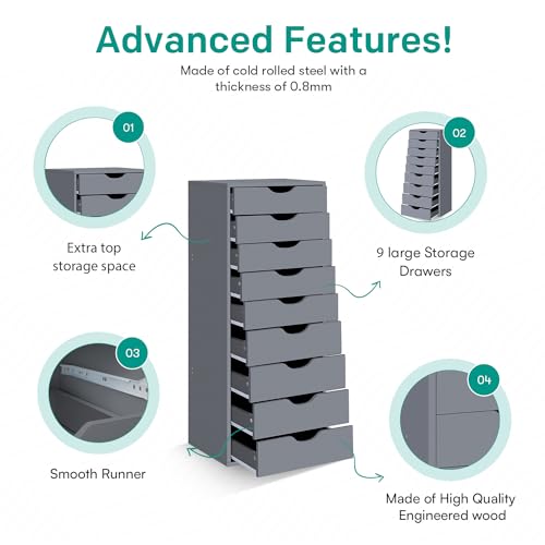 Gray 9 Drawer Wood Dresser U858