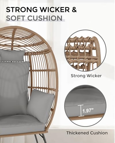 Oversized Rattan Egg Chair with Ottoman and Cushion R48227