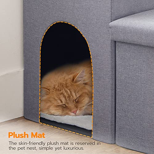 Gray 3 Steps Dog Stairs with Storage N724933