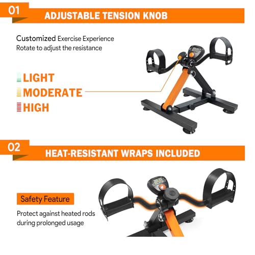 Adjustable Foldable Pedal Exerciser with Suction Cup Feet D395