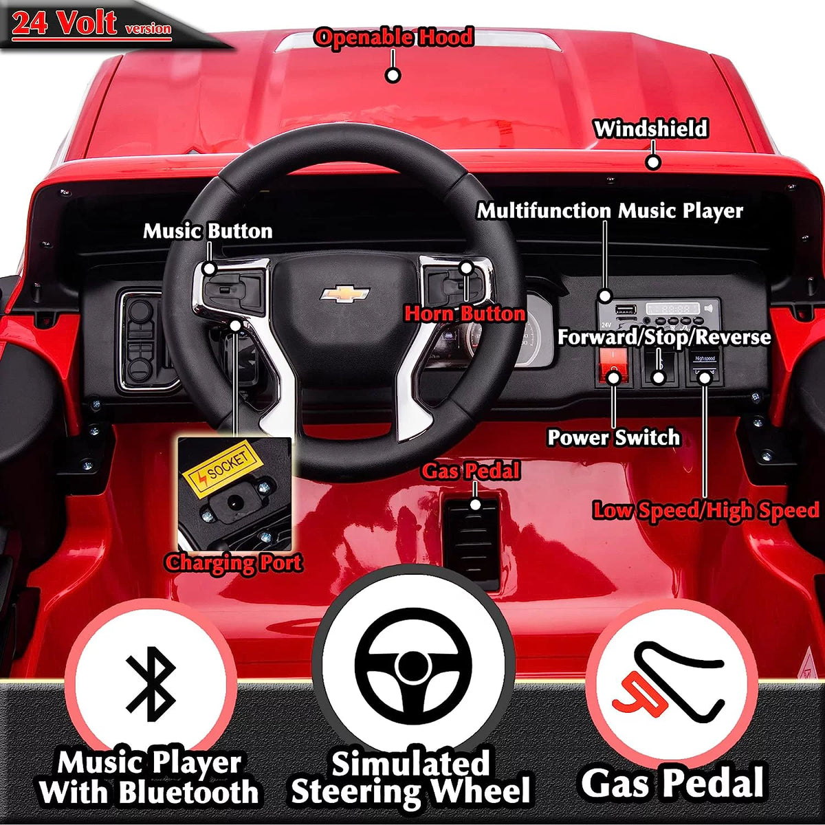 24V 2 Seater Ride On Car with Remote Control U7470