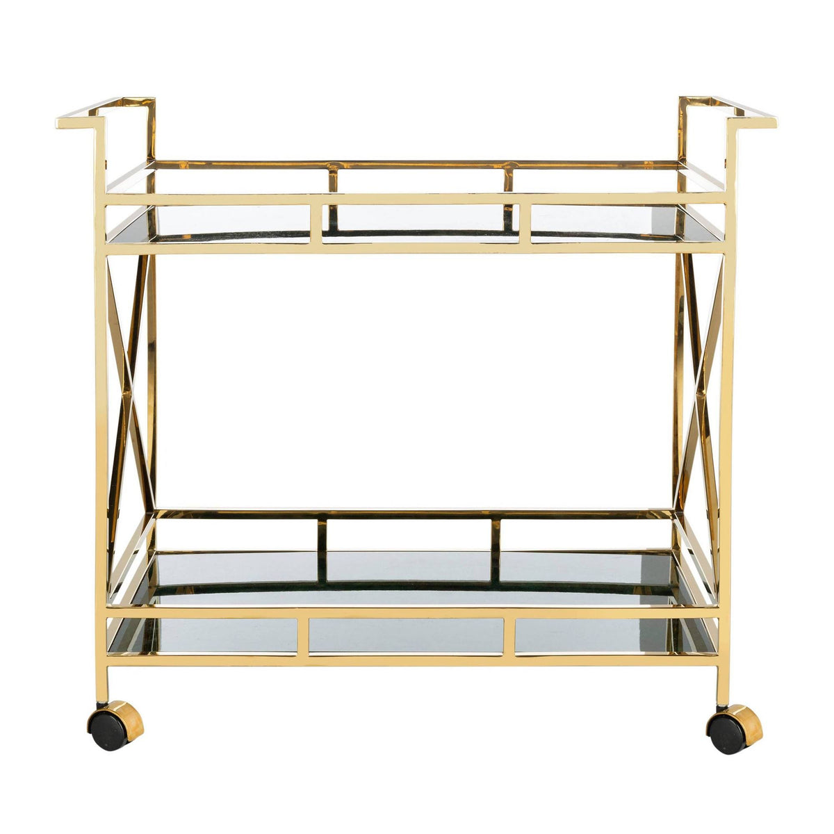 Jade / Gold 2 Shelf Bar Cart N29959