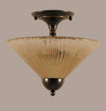 Two Light Semi-Flush Mount Black Copper Finish with Amber Crystal Glass B420558
