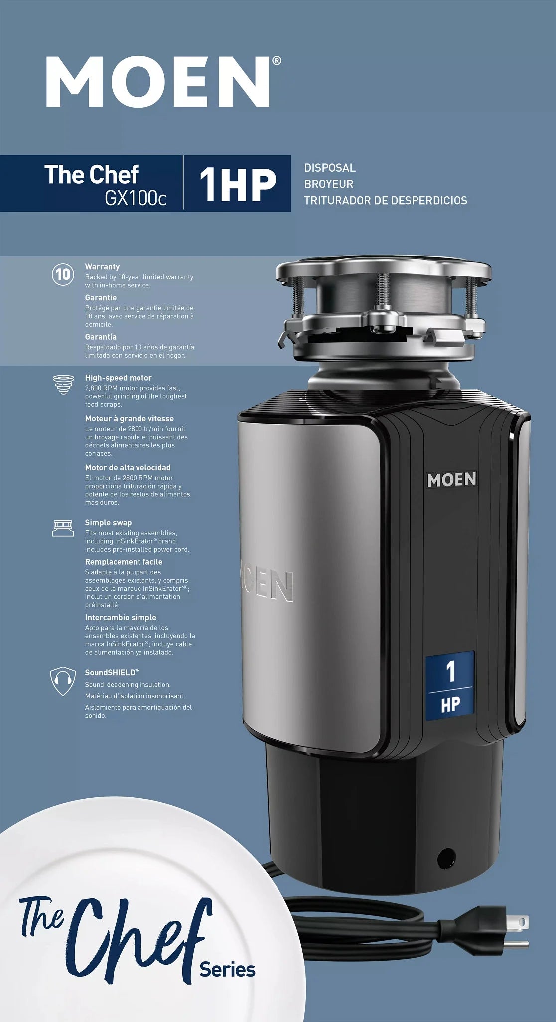 1 HP Continuous Feed Garbage Disposal with Sound Reduction Z99181
