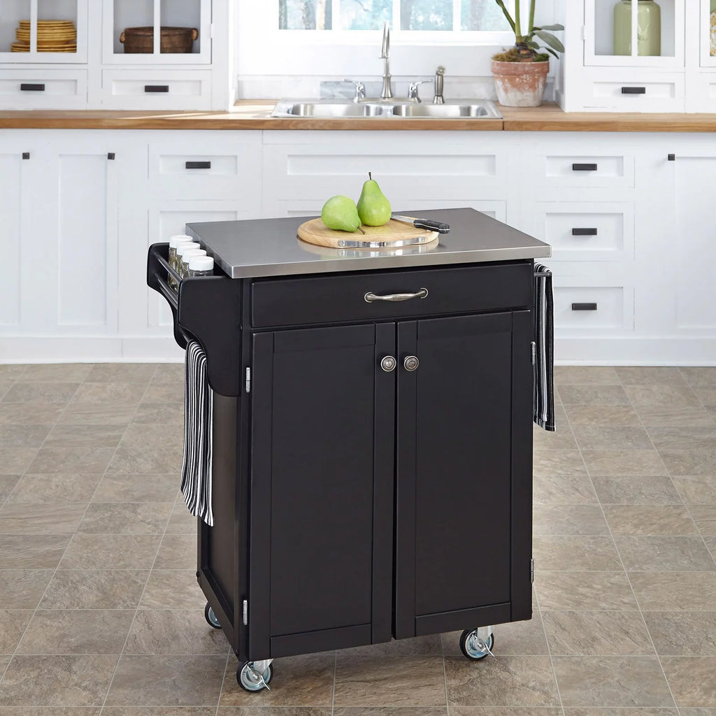 White Kitchen Cart with Oak Top H850165